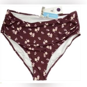 NWT Cupshe PLUM Floral Lined Swim Bottoms, XL  Spring Sale